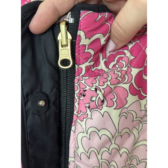 Lilly Pulitzer Reversible Floral Print Black Quilted Puffer Vest Size Medium - Picture 6 of 7